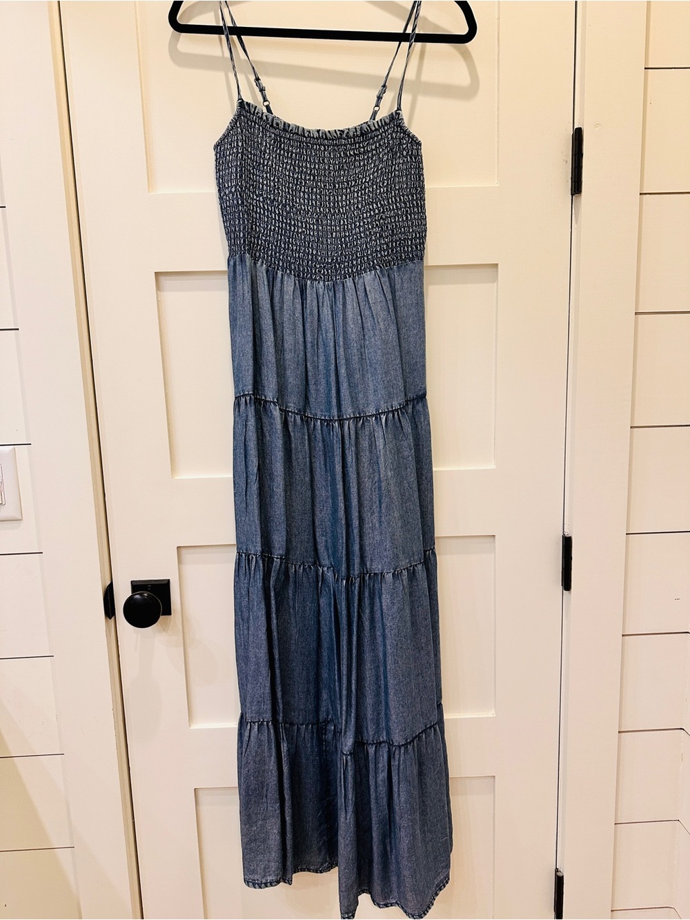 Z Supply Balos Chambray Smocked Maxi Dress - Light Blue